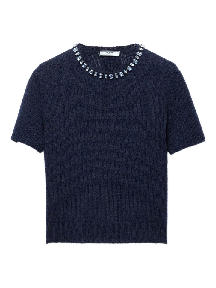 Top con decorazione in maglia a coste