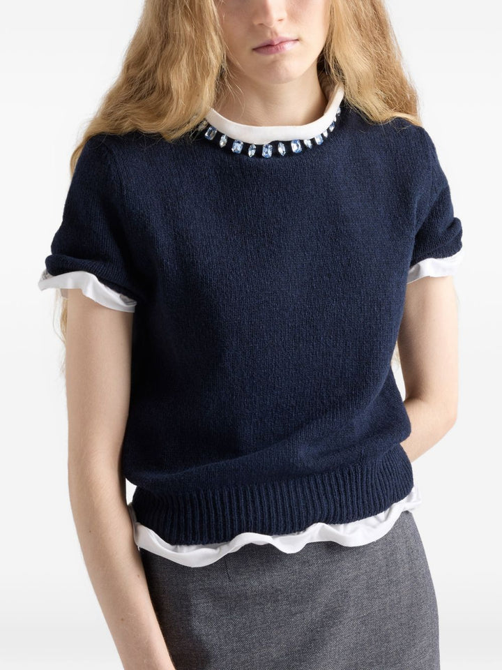 Top con decorazione in maglia a coste