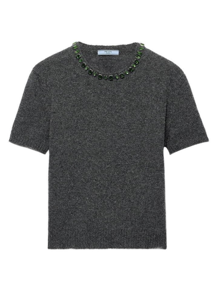 Maglione con decorazione in cristalli