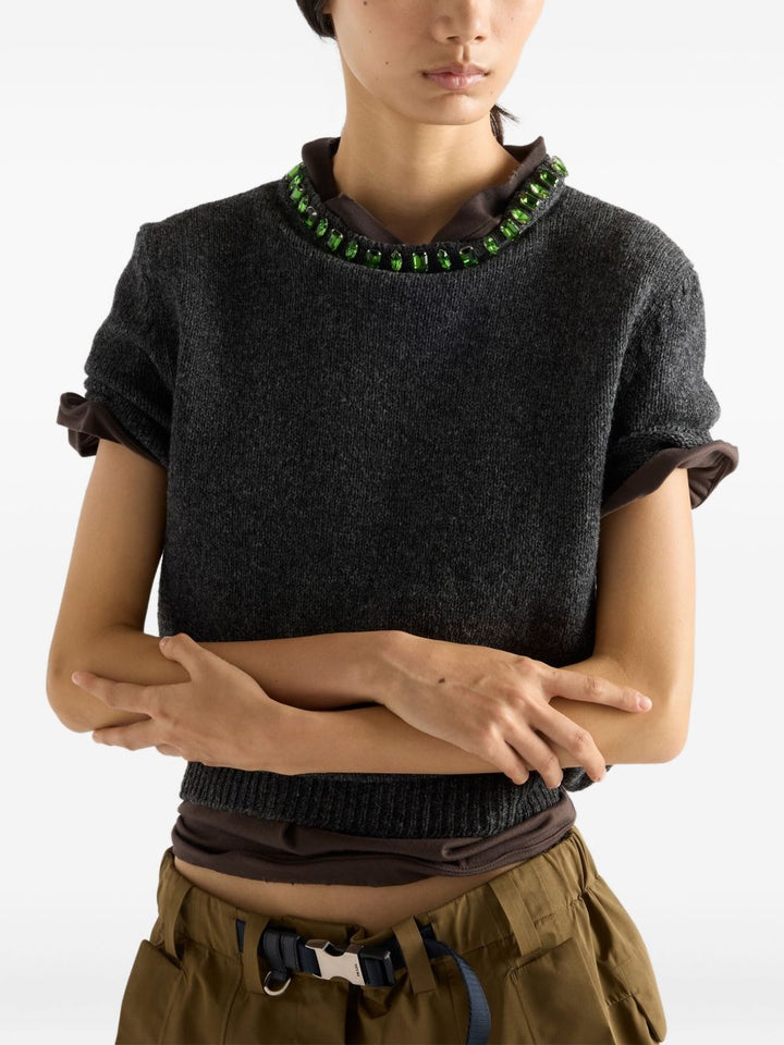 Maglione con decorazione in cristalli