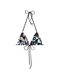 Top bikini a triangolo con stampa Occhi