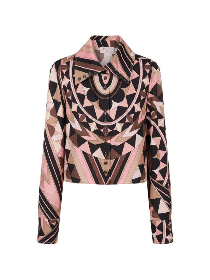 Maglia di seta con stampa geometrica