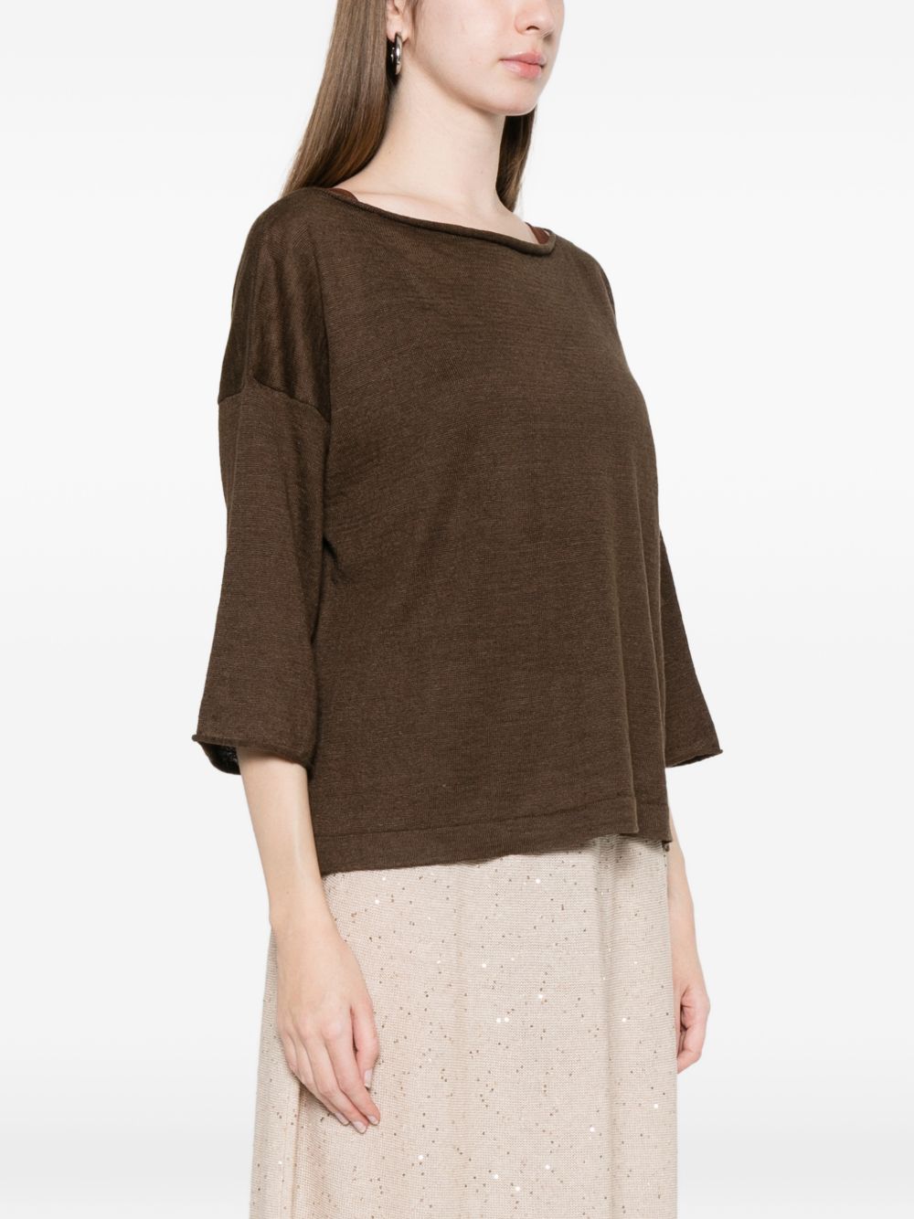 maglia girocollo ampio manica 3/4