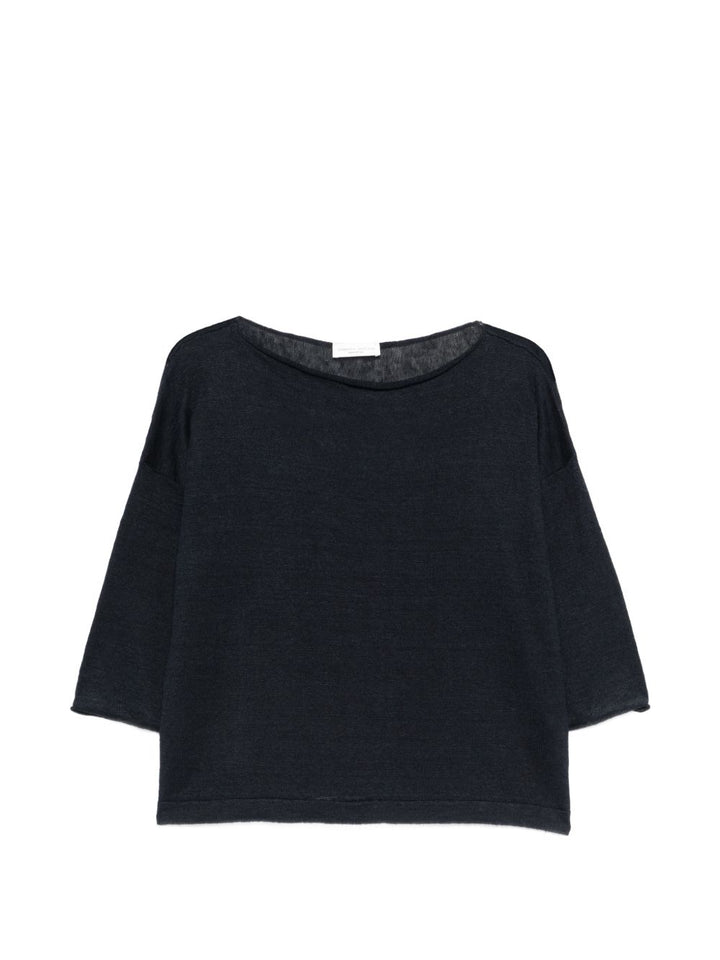 maglia girocollo ampio manica 3/4
