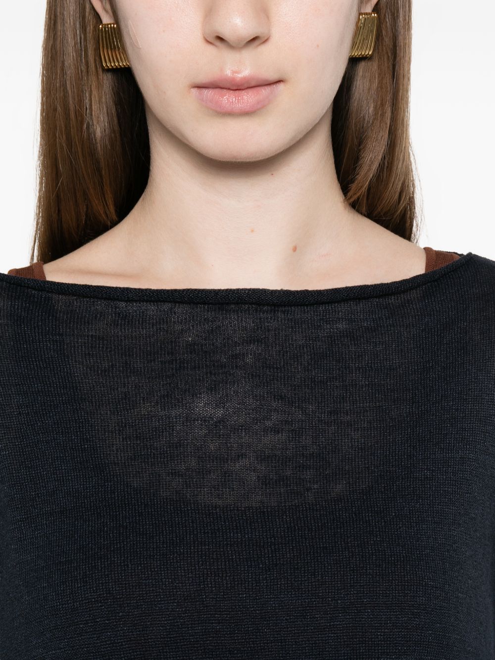 maglia girocollo ampio manica 3/4