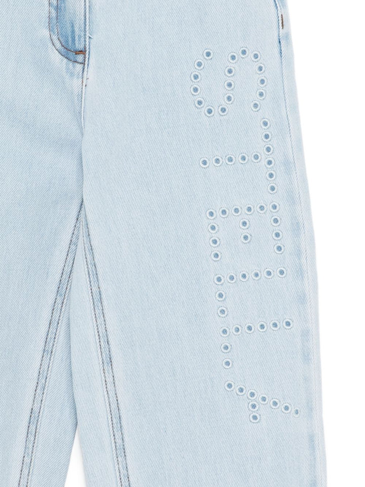 Pantalone in denim cinque tasche con logo