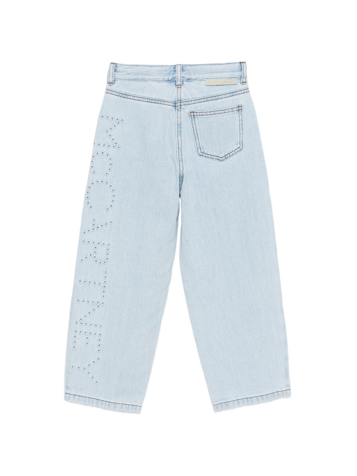 Pantalone in denim cinque tasche con logo