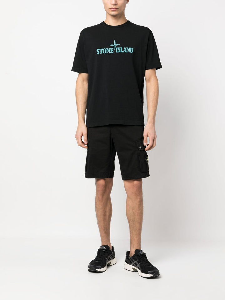 Bermuda in cotone con tasconi e logo