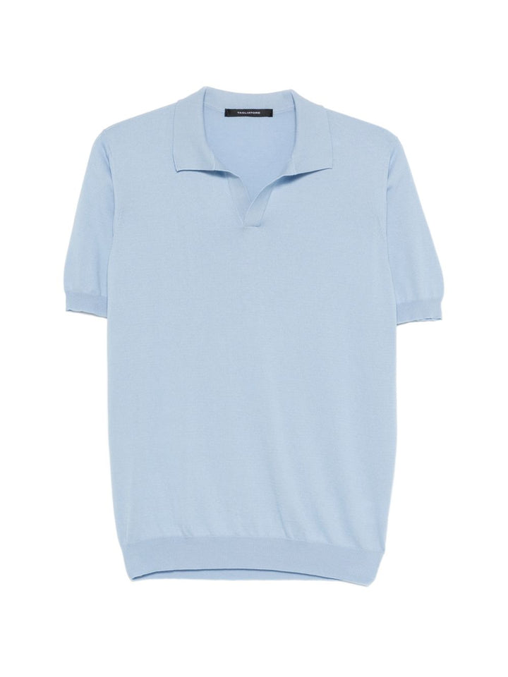 Polo mezza manica con colletto senza bottoni scollo a V