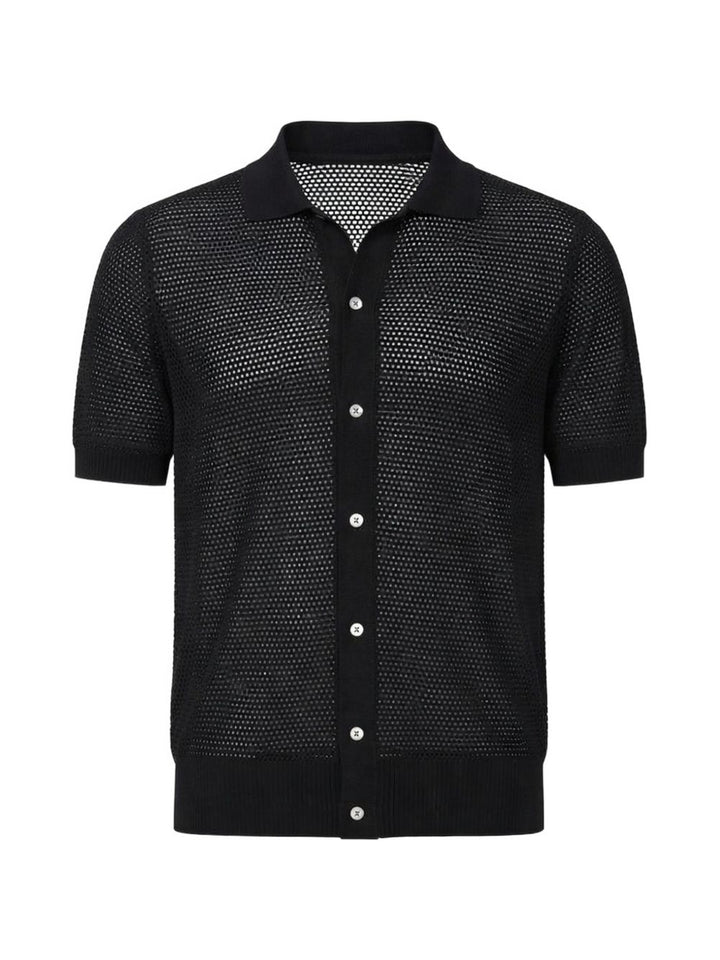 Camicia in maglia mezza manica con colletto
