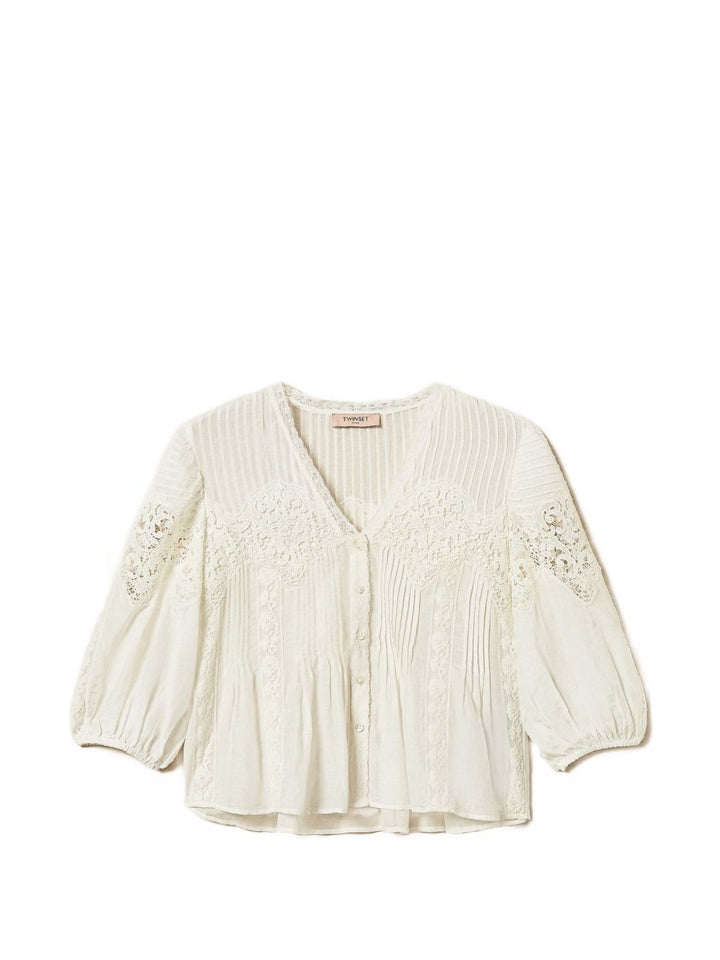 CAMICIA CON MANICA 3/4 E PIZZO