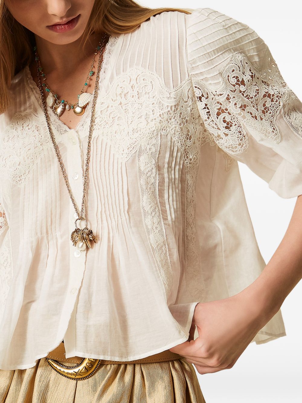 CAMICIA CON MANICA 3/4 E PIZZO