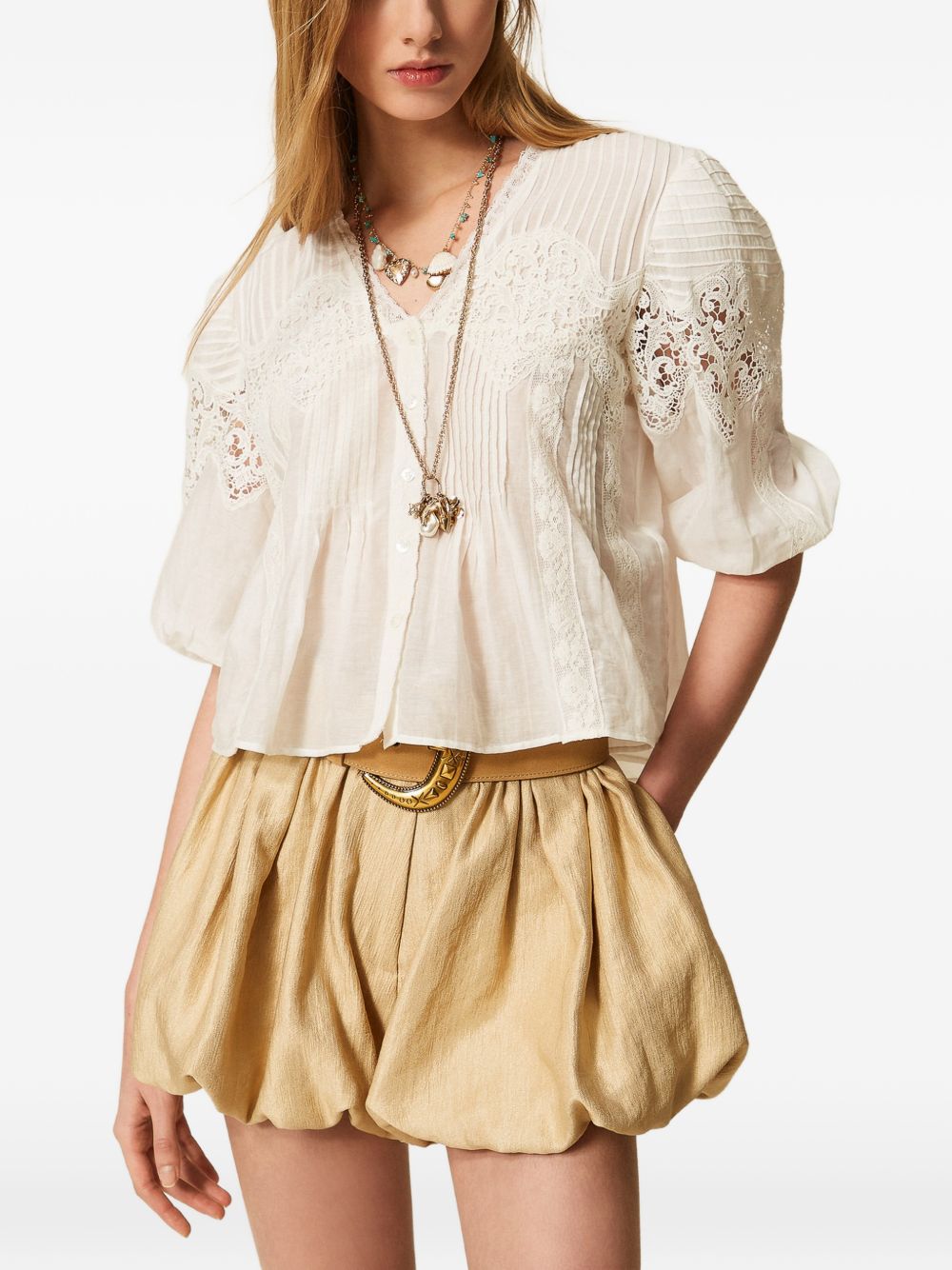 CAMICIA CON MANICA 3/4 E PIZZO