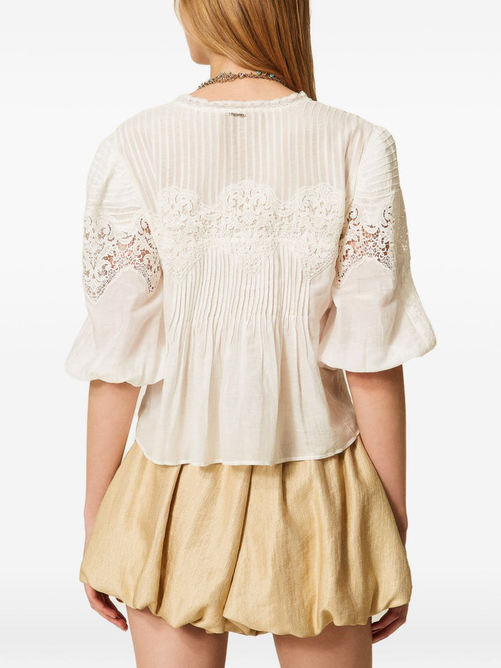 CAMICIA CON MANICA 3/4 E PIZZO