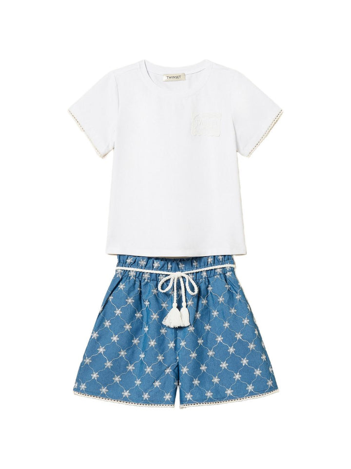 COMPLETO(T-SHIRT IN JERSEY+SHORT) RICAMATO