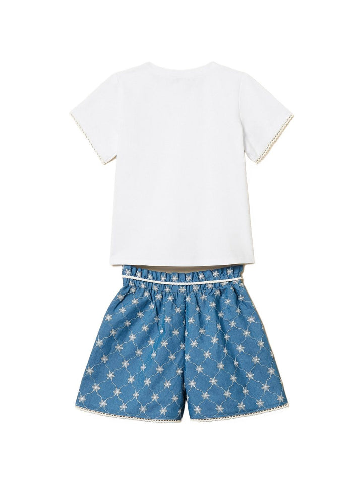 COMPLETO(T-SHIRT IN JERSEY+SHORT) RICAMATO