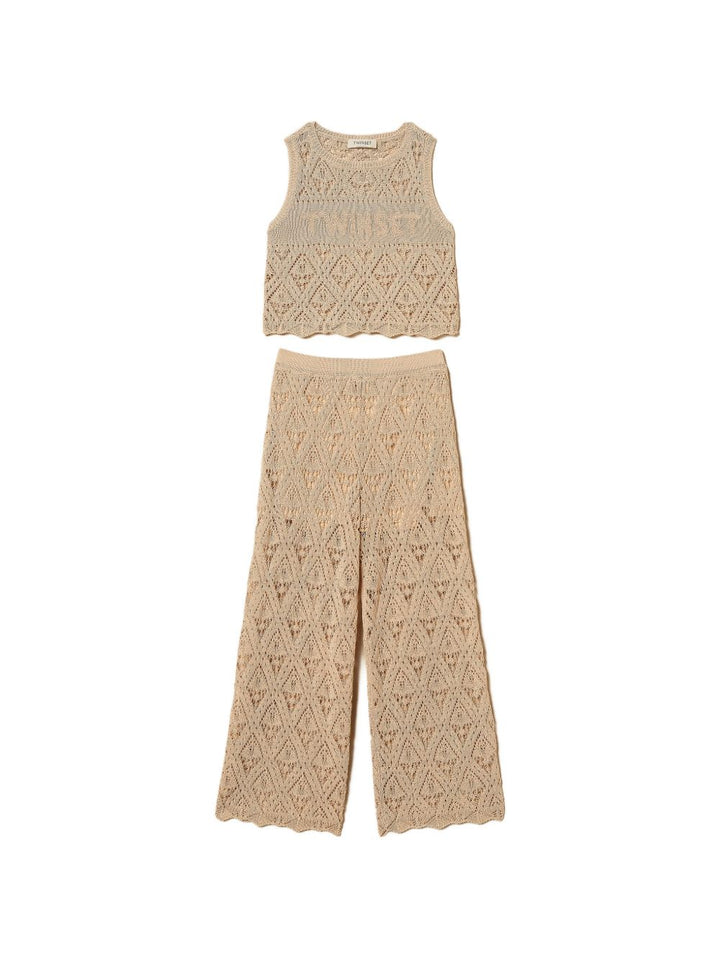 COMPLETO (TOP CON LOGO+PANTALONE) IN MAGLIA