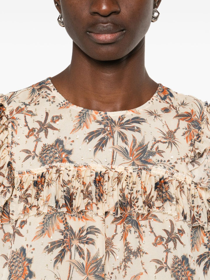 Blusa floreale con volant Jodie
