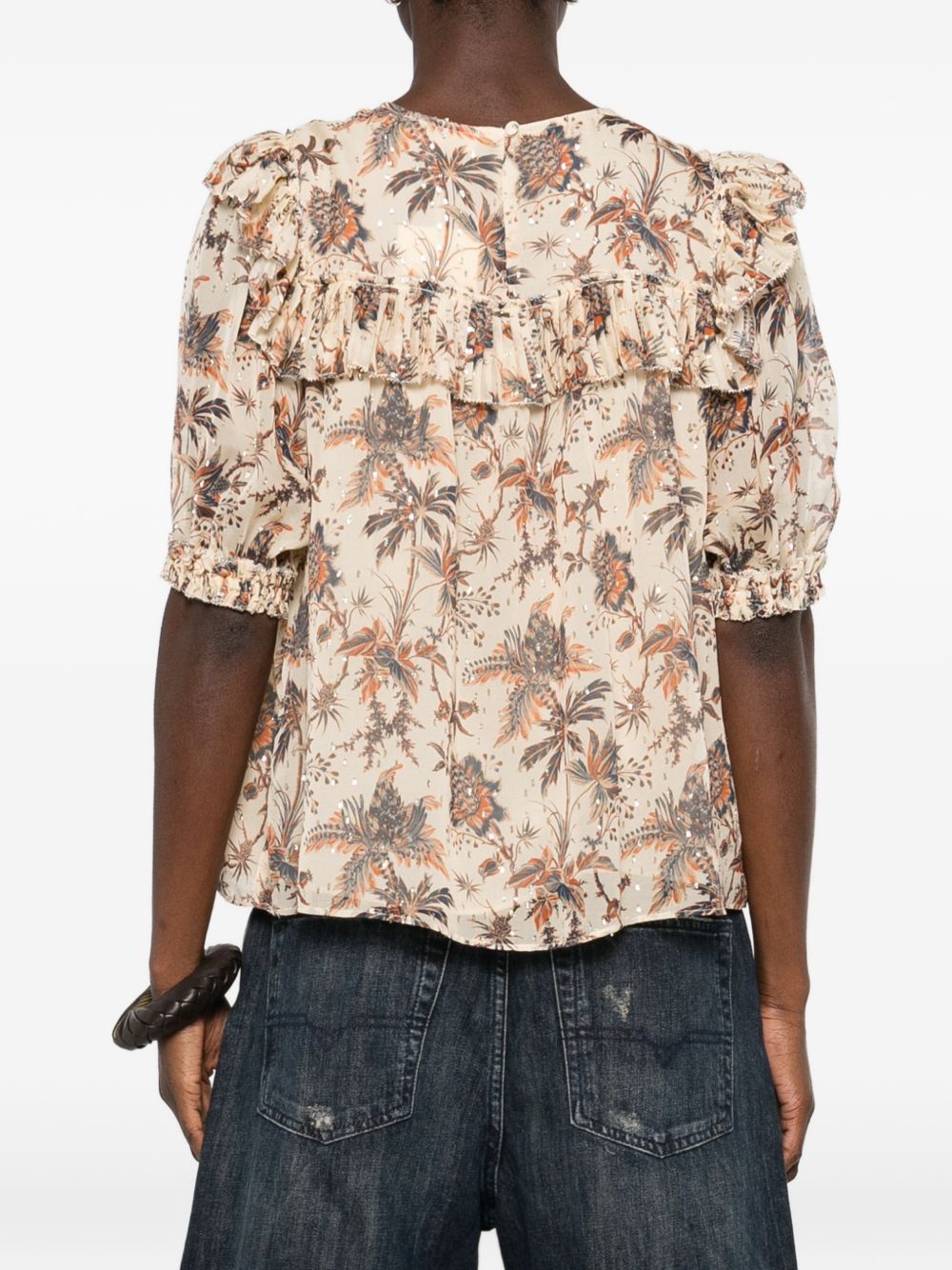 Blusa floreale con volant Jodie