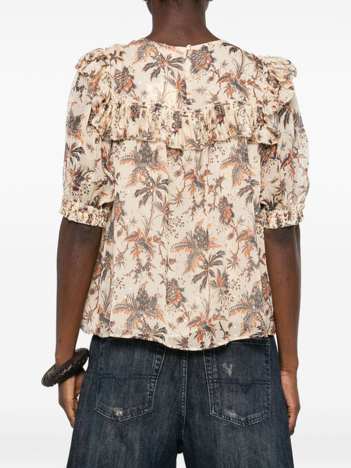 Blusa floreale con volant Jodie