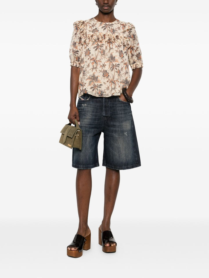 Blusa floreale con volant Jodie