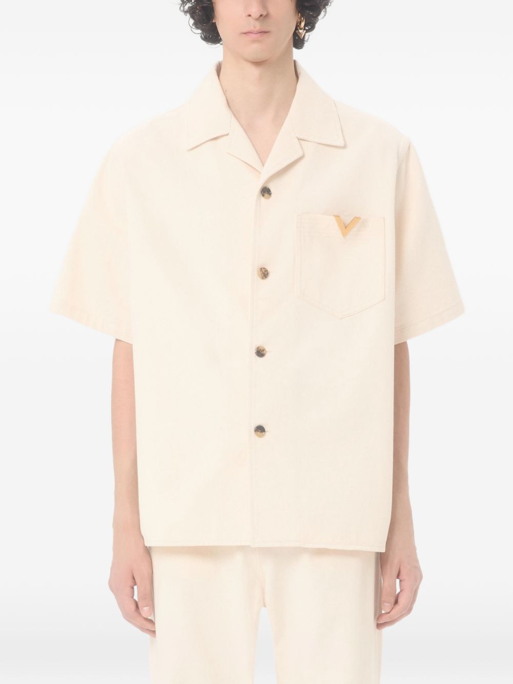 Camicia in cotone V logo
