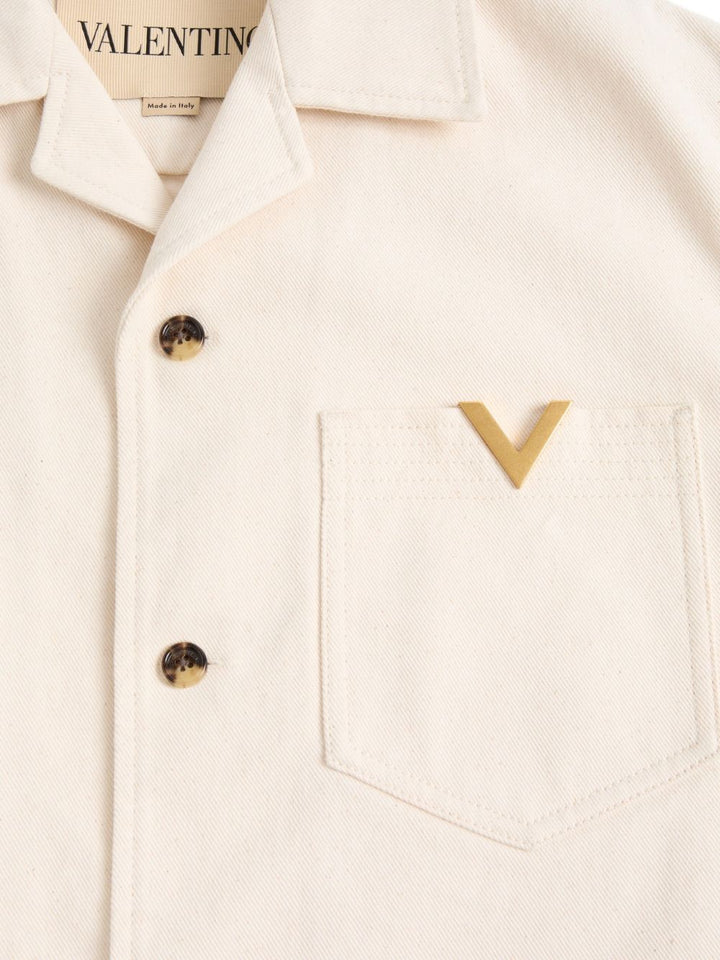 Camicia in cotone V logo