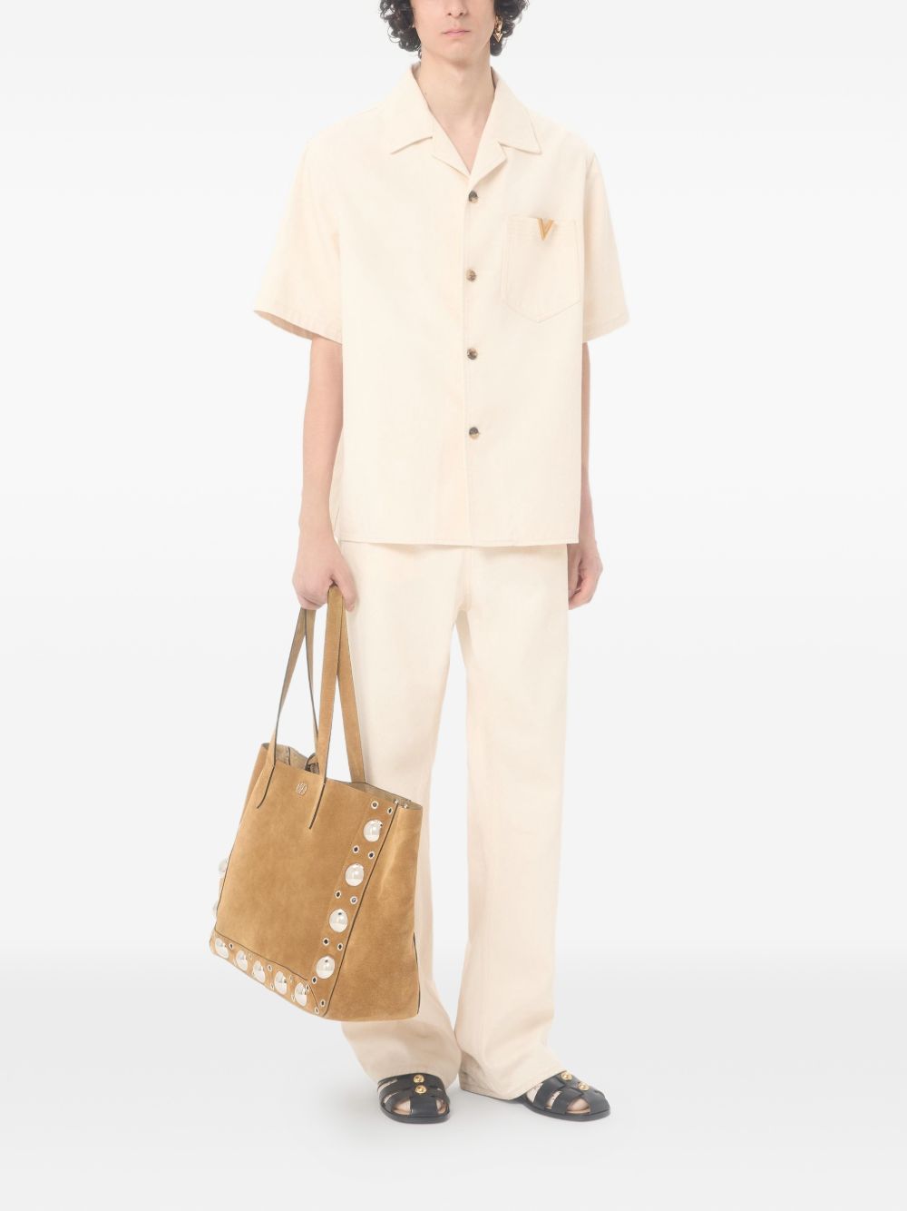 Camicia in cotone V logo
