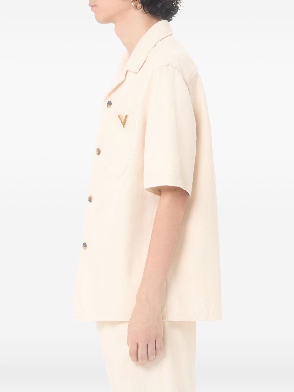 Camicia in cotone V logo