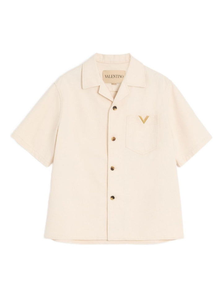 Camicia in cotone V logo