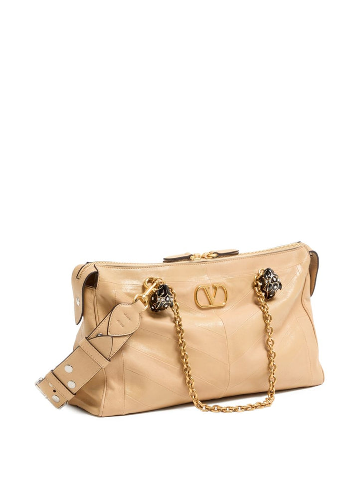 Borsa a spalla Panthea in nappa con motivo chevron