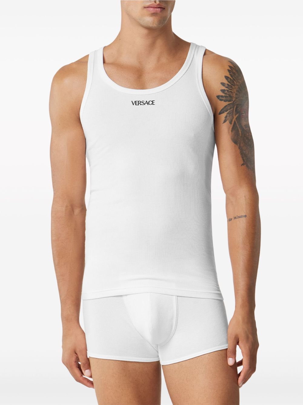 Versace Top a coste con ricamo