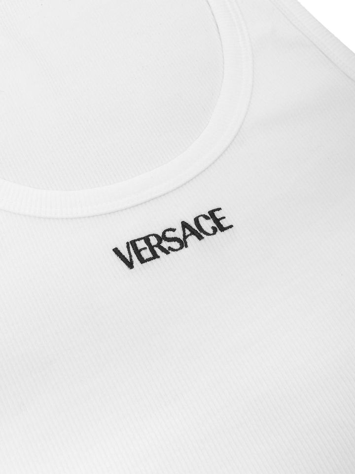 Versace Top a coste con ricamo