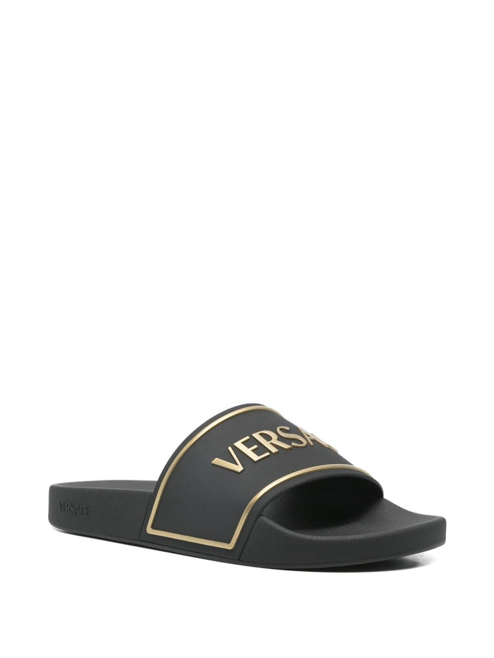 Sandali slides con logo goffrato