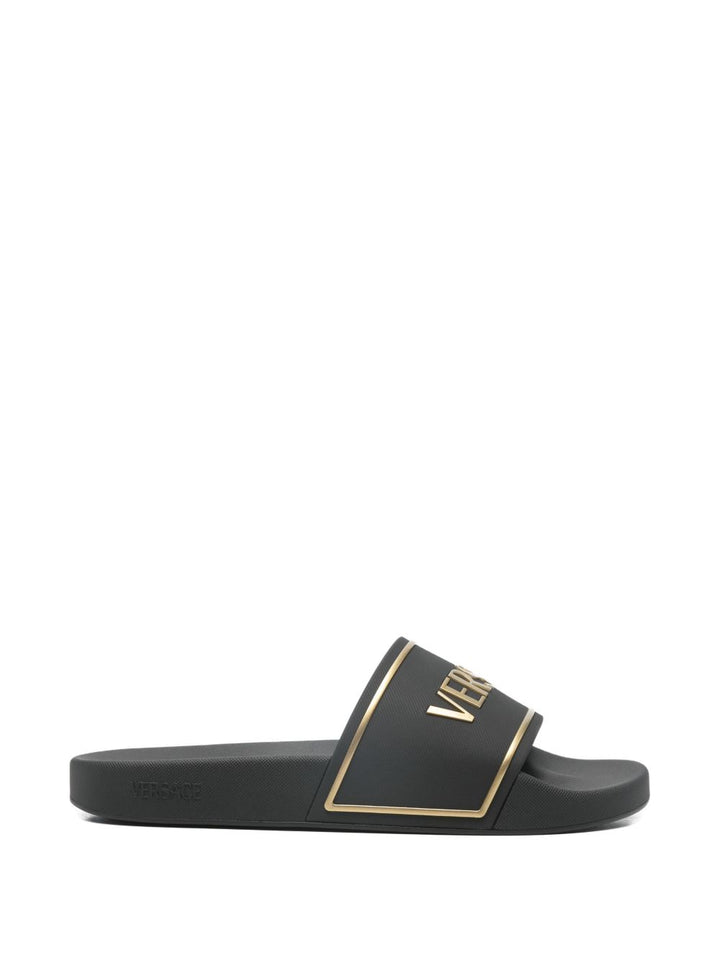 Sandali slides con logo goffrato