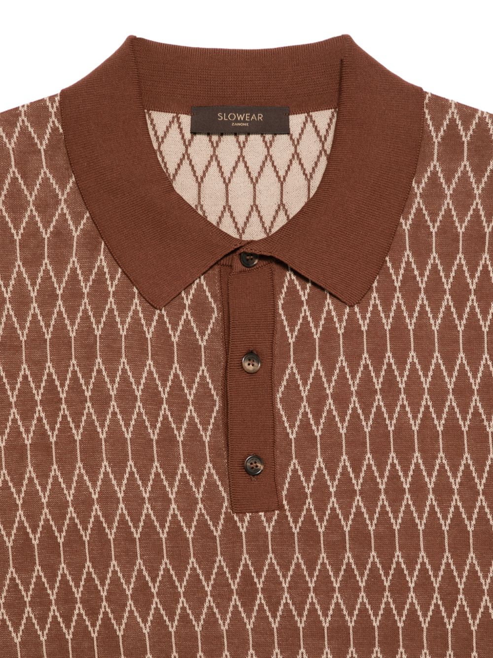 Polo fantasia in maglia con colletto, mezza manica