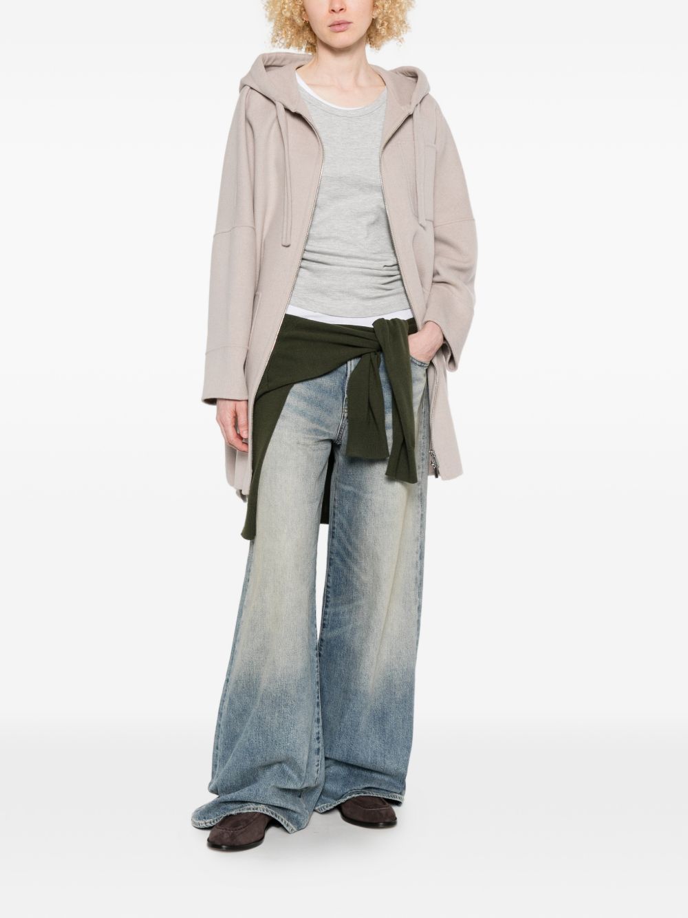 Cappotto con cappuccio in lana double