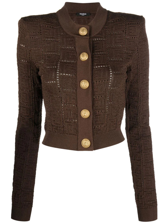 BALMAIN Giacca marrone traforata